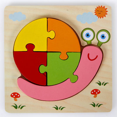 Baby Toys Wooden 3D Puzzle Tangram Shapes Learning Cartoon Animal Inligence Jigsaw Puzzle Toys For Children Educational