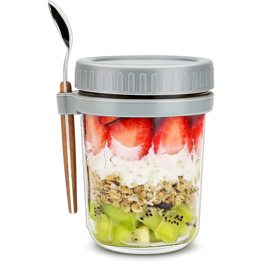 300 ML Overnight Oats Containers with Lid and Spoon Glass Mason