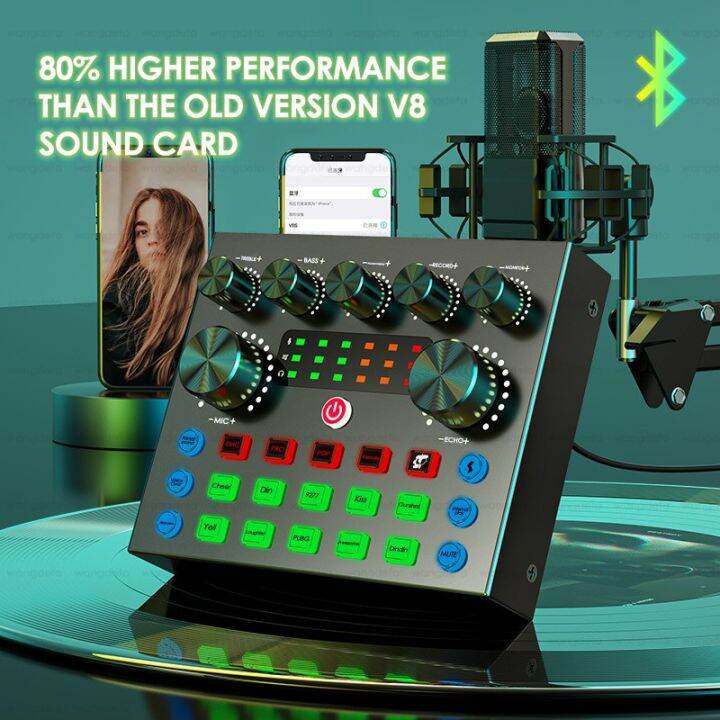 ♂100 original V8S Live Sound Card for Audio Mixer Streaming, Bluetooth