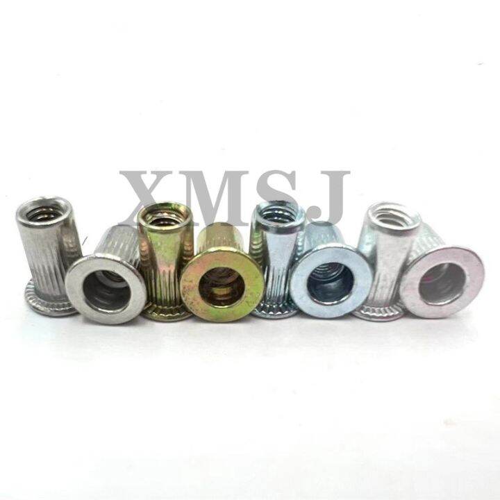 10-20pcs-m3-m4-m5-m6-m8-304-stainless-steel-carbon-steel-aluminum-flat-head-blind-rivet-nut-insert-rivnut-nutsert-for-screw-bolt