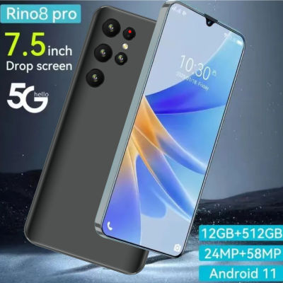 Rino8 [2023 ใหม่] 5G โทรคัพท์มือถือ7.5"นิ้ว เต็มหน้าจอ โทรศัพท์ของแท้ 16GB RAM+512GB ROM มือถือราคาถูก เมนูภาษาไทย 5800mAh Smartphone