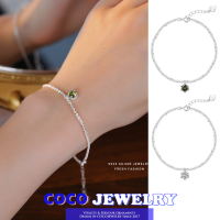 เครื่องประดับ COCOJEWELRY S925เงินยิปโซฟิล่าสร้อยข้อมือจี้เพทายสีเขียวกำไลข้อเท้าสำหรับอุปกรณ์แฟชั่นสำหรับผู้หญิง