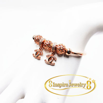 Inspire Jewelry สร้อยข้อมือเพชรฝังล็อค Pink gold plated งานอินเทรน สีทองชมพู งานจิวเวลลี่งานนวัตกรรมเลเซอร์