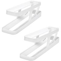Space Saving Fridge Egg Tray Egg Tray for Refrigerator Countertop Cabinet 2 Tiers - White