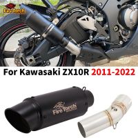 ☄ Slip On For Kawasaki Ninja ZX10R ZX 10R 2011- 2022 Motorcycle Exhaust Escape Moto System Modified Carbon Fiber Muffler Mid Pipe