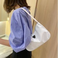 Yogodlns Women Nylon Shoulder Bag Simple Solid Color Zipper Street Underarm Handbag