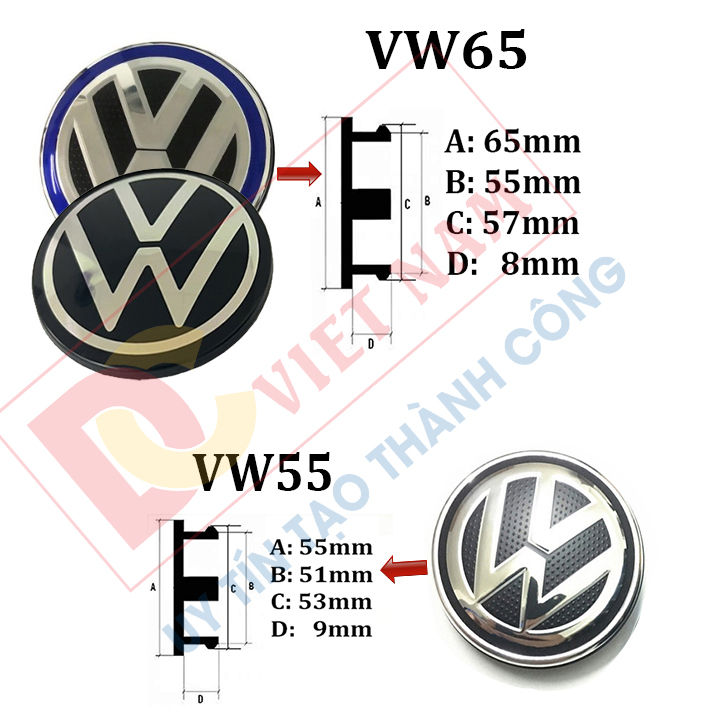 01 chiếc Logo chụp mâm, ốp lazang bánh xe ô tô Volkswagen | Lazada.vn