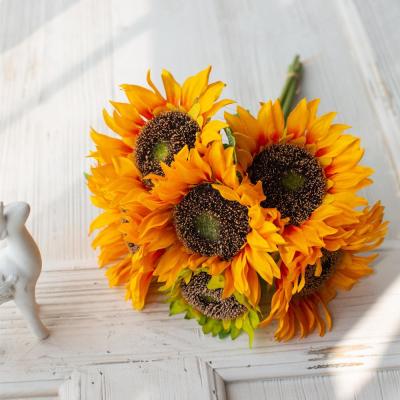 Long Fall Silk Artificial Sunflowers DIY Flowers nch for Home Wedding Autumn Decoration Fake Plastic Stem Sunflower