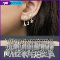 LHPFI Luxury DIY ชื่อวันวาเลนไทน์ Silver Gold วันแม่ Dangle Drop จี้ต่างหู Hoop 26อักษรตัวอักษร