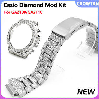 Casioak Diamant Mod ชุดชุดสำหรับ GA2100 Luxus Anderung ชุดสายโลหะและสำหรับ GA2110 Protector เปลี่ยนสายนาฬิกา