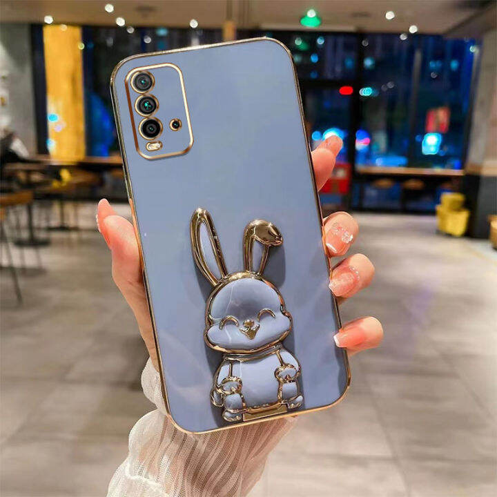 andyh-new-design-for-xiaomi-redmi-9t-redmi10-10-prime-redmi-10-2022-case-luxury-3d-stereo-stand-bracket-smile-rabbit-electroplating-smooth-phone-case-fashion-cute-soft-case