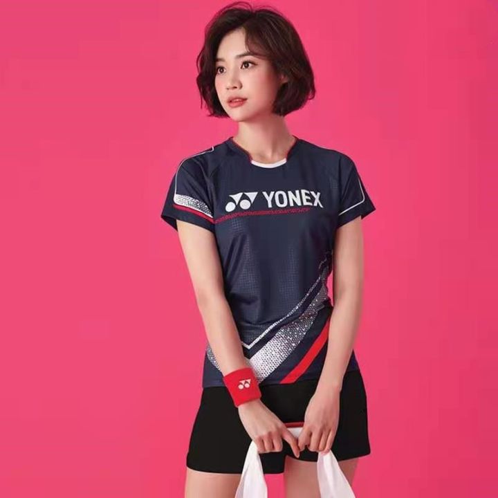 yonex-ชุดทีมฝึกเสื้อแขนยาวกีฬาเทนนิสแขนสั้นแห้งเร็วสำหรับผู้หญิงชุดกีฬาแบดมินตันใหม่