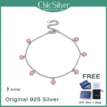 ChicSilver Cute Heart Ankle Bracelets for Women Teen Girls 925