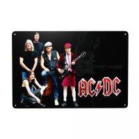 AC DC Rock Band Logo ออสเตรเลียเฮฟวีเมทัลเพลงสำนักงานร้านผับคลับแมนถ้ำบาร์ตกแต่งบ้านโลหะแผ่นโลหะ 20 * 30 ซม