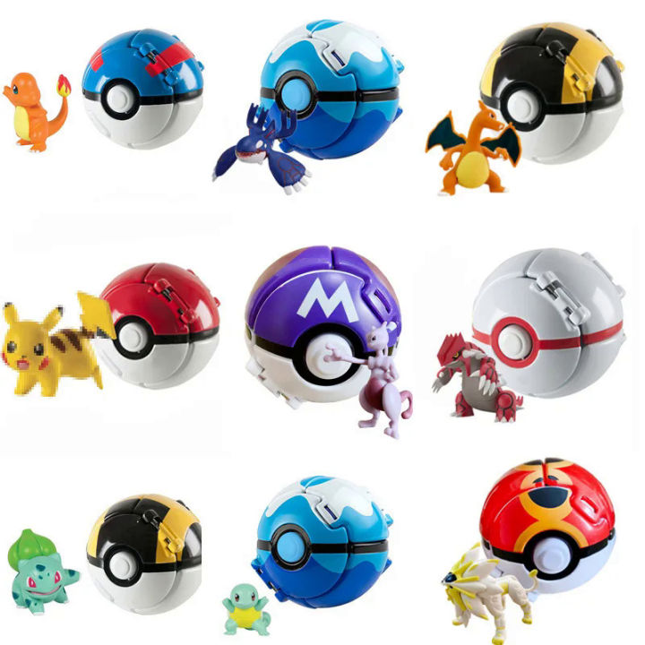 Pokemon Elf Ball Anime Figure Pikachu Charmander Exploding Poke Ball ...