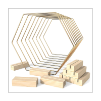 10 Pack Hoop Centerpiece with 10 Wood Place Card Holders 9.1 Inch Hexagonal Gold for Decorations Wedding Table Crafts