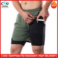 2-In-1 Men Running Shorts With Towel Loop Pockets Quick Dry Exercise Shorts For Training Gym Workout