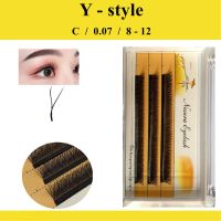 【คุณภาพสูง】ขนตาปลอม สีดำ สีน้ำตาล รูปตัว YY Shape ทำให้ขนตายาวและหนา ขนาด 8-12 มม.