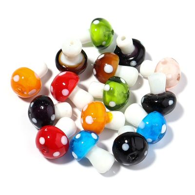 Colored Mushroom Glass Beads For Jewelry Cute Loose Lampwork Bead Diy Handmade Earring Bracelets Necklace Making Supplies DIY accessories and others