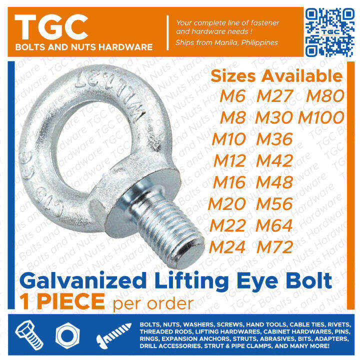 Tgc Pc Gi Eye Bolt M M Lifting Eye Bolt Zinc Plated Gi Lazada Ph