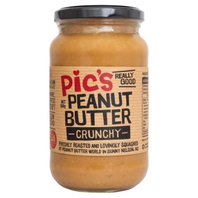 Pics Brand เนยถั่วครั้นชี่ กรุบกรอบ ไม่เติมน้ำตาล Peanut Butter Crunchy (380g)