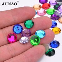 JUNAO 2 6 8 10 20mm Colorful Round Flat Back Rhinestone Glue Stone Stickers Face Decorations