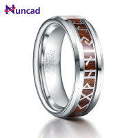 R Phoenician รูปแบบข้อความไม้ Inlay Groove ทังสเตนคาร์ไบด์แหวนทังสเตนคาร์บอนหมั้น Mariage Mens Jewellery