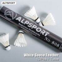 [A SELL Hot Sale]❧・ Alpsport 808 12ชิ้น/หลอดห่านสีขาวขนนกทนทานลูกบอลลูกขนไก่แบตมินตันสำหรับแร็กเกตการฝึกกีฬาความเร็ว76-77ลูกขนไก่พร้อมคุณภาพสูง