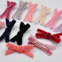 24PcsLot Handtied Velvet Bow Hair Clip For Kids Ribbon Hairpins Children Hair Accessories