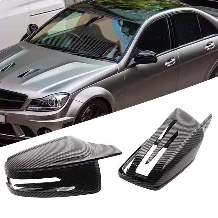 prasku-ขอบฝาปิดกระจกมองข้างมองหลัง2ชิ้นสำหรับ-mercedes-benz-c-class-c200