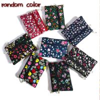 Cloth Coin Purse Flowers Print Cotton Small Wallet Female Small Fresh Short Hand Bag Zipper Card Holder Key Pouch Random Color