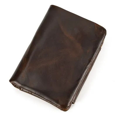 Genuine Leather Wallet Change Multi-Slot Top Layer Cowhide Three-Fold Short Wallets Popular Cowhide Coin Purse for Men Women