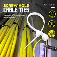 100Pcs Screw Hole Cable Ties Fixed Cable Tie Nylon Cable Zip Ties With Screw Hole Mount Self Locking Loop Wrap Bundle Tie Straps Cable Management