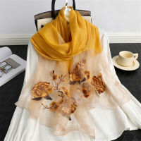 Factory Outlet Guojue Tianxiang Pure Color Autumn And Winter Su Ya Yao Walted Scarf Embroidered Silk Real