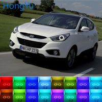 Rgb หลายสีไฟหน้า Led ตานางฟ้าแหวนเฮโล Drl Rf รีโมทคอนโทรลสำหรับ Hyundai Ix35 2010 2011 2012อุปกรณ์เสริมล่าสุด