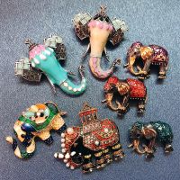 【YF】۞  Morkopela Luxury Enamel Elephant Brooches Rhinestone Brooch Pins Metal Jewelry Broche Accessories