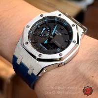 G-Shock Custom AP Style รุ่น GA-2100-1A2 ของแท้ มือ1 ใส่กรอบสแตนเลส สาย Blue Rubber Gen3