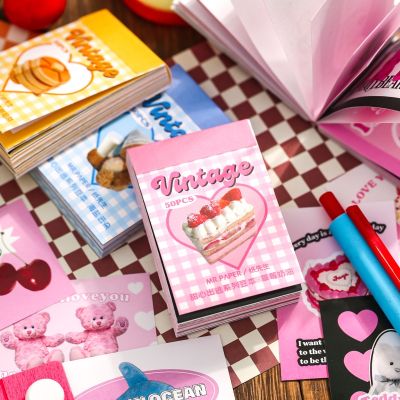 【LZ】 50 Sheets Cute Sticker Book Strawberry Cream Decorative Stickers Vintage Scrapbooking Label Diary Phone Journal Planner
