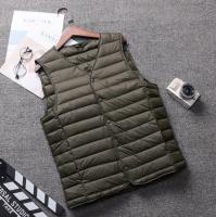 ZZOOI Autumn and Winter Light Down Vest Mens V-neck Large Size Lovers Inner Liner Warm Collarless Thin Vest Men