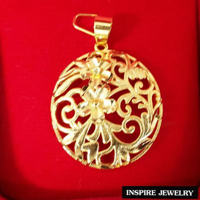 Inspire Jewelry ,จี้ทอง ทำลาย design สวยหรู หุ้มทอง 24K ขนาด 2.5  x 3 CM (ไม่รวมห่วง) พร้อมถุงกำมะหยี่