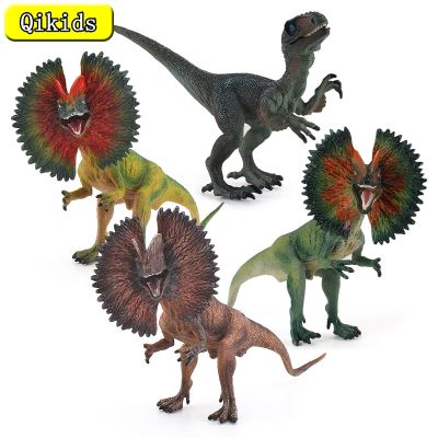 ZZOOI Dinosaur Toy Model Lifelike Dilophosaurus Velociraptor Dinosaurs Figure Action Figures Jurassic World Dino Toy for Children Gift