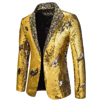 Men hot sale gold blazer