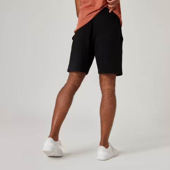 พร้อมส่ง-กางเกงขาสั้นสำหรับผู้ชายเพื่อกายบริหาร-mens-straight-leg-cotton-fitness-shorts-essentials-with-pocket