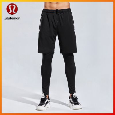 Lululemon ใหม่ กางเกงกีฬา ขาสั้น ยืดหยุ่น แห้งเร็ว สองชิ้น สําหรับผู้ชาย ใส่ออกกําลังกาย เล่นโยคะ วิ่ง c625