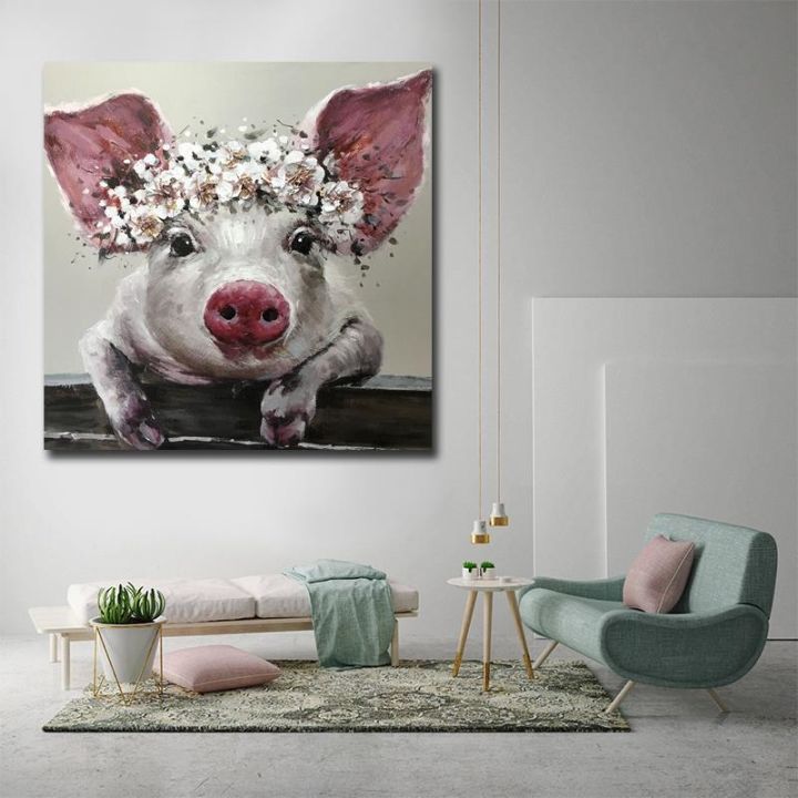 cute-pig-animal-oil-canvas-painting-modern-posters-and-prints-wall-art-nordic-picture-for-living-room-home-decoration-cuadros