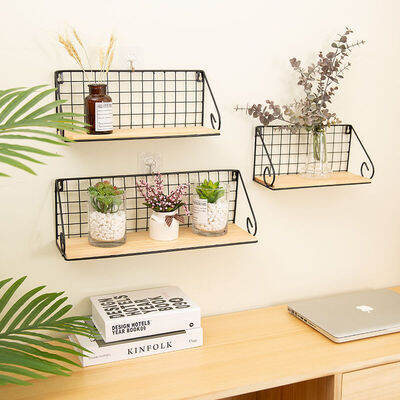 Wall Shelf Wooden Floating Shelving Home Decorative Wall Mounted Rack ...