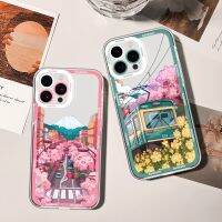 【เคสโทรศัพท์ Qiqi 】เคสโทรศัพท์ Moun Fuji สไตล์ญี่ปุ่นที่สวยงามสำหรับ iPhone 11 12 Mini 13 14 Pro Max เคสใส