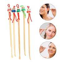 12 Pcs Wooden Ear Pick Accessory Wax Cleaner Tools Kids Remover Picker Hanging Bamboo Cartoon Child Plugs