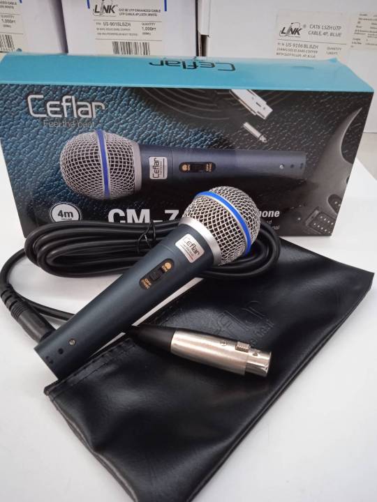 ไมค์โครโฟนอย่างดี-microphone-747-cefla-ไมค์สายยาว-4-เมตร-ใช้ได้กับเครื่องเสียงหรือลำโพงทุกรุ่น-ดูดเสียงดีมาก-เสียงดีแข็งแรีงทนทาน