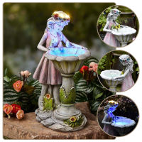 Flower Fairy Statue Solar Light Garden Outdoor Angel Statue Landscape Lamp Resin Figurine Ornament for Courtyard Lawn Woodland